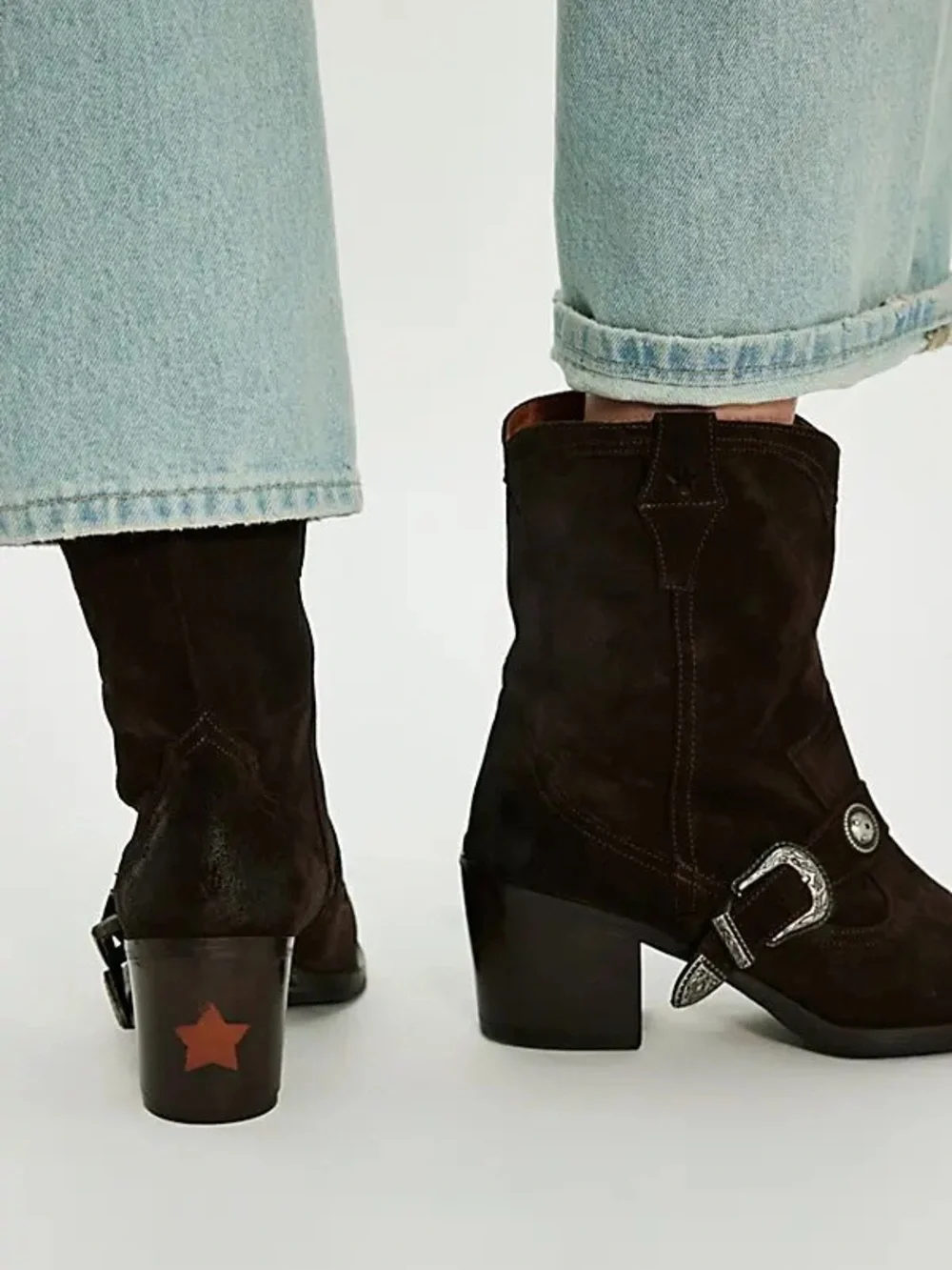 New Free People Lady Lonestar Western Suede Boots - Picture 3 of 9